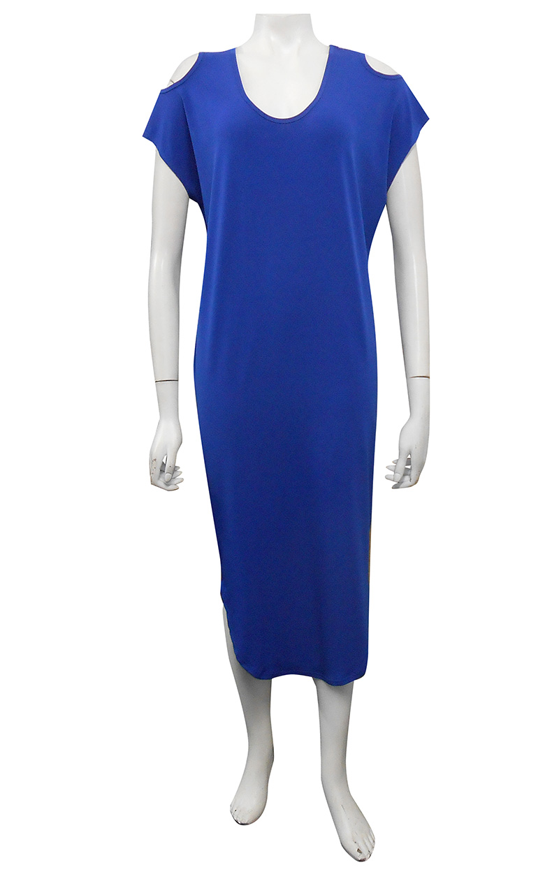 SOLD OUT  - ROYAL - Donna plain cut out round hem soft knit dress